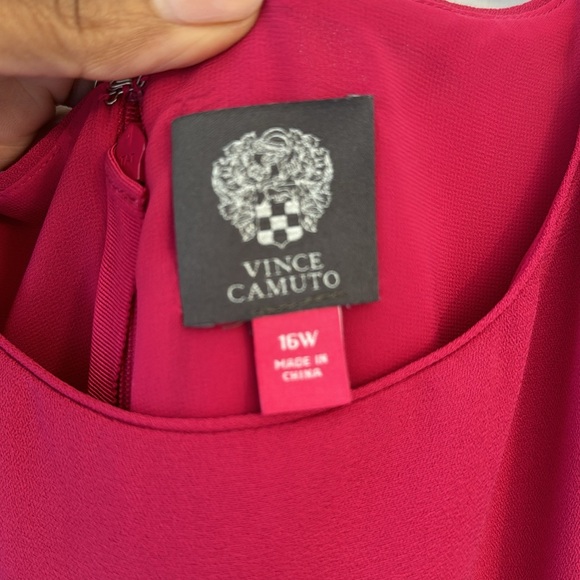 Hot pink midi cold shoulder shift dress. - Picture 3 of 4